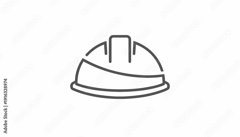 Fototapeta premium Hard Hat Icon - Safety Helmet Symbol for Construction, Work, and Protection