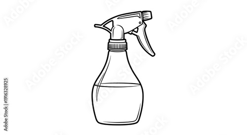 Handheld Spray Bottle with Liquid, Cleaning Tool, Isolated on White Background