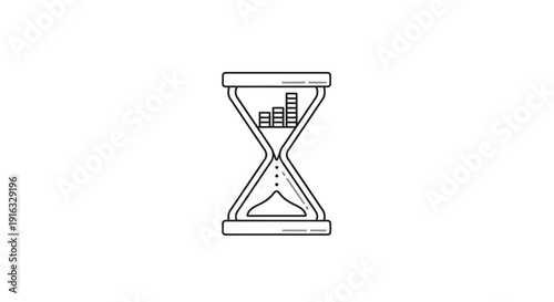 Hourglass with Stacked Coins and Growing Bar Chart, Time is Money Concept