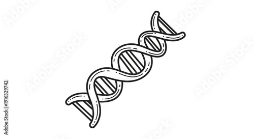 Hand Drawn DNA Helix Icon, Genetic Code, Science and Biology Symbol