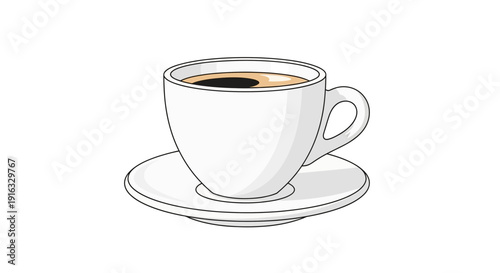 Espresso Coffee Cup and Saucer, Black Coffee, Morning Beverage, Hot Drink, Cafe Aroma