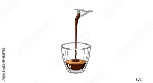 Espresso Shot Pouring into Glass Cup, Coffee Preparation