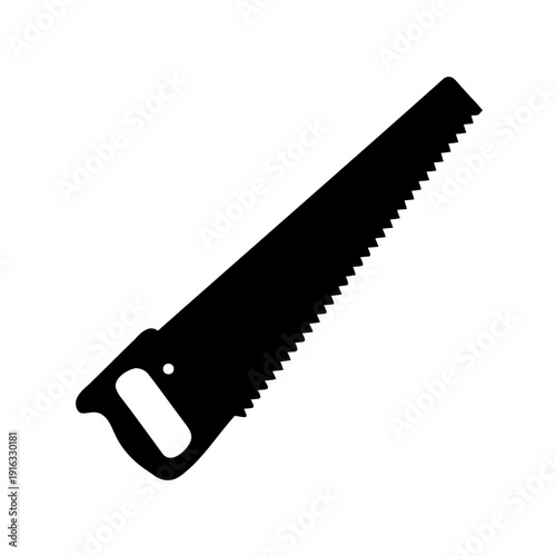 Hand saw silhouette icon for carpentry and woodworking Vector