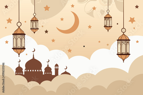 Wallpaper Mural Depicting Islamic Ramadan With Soft Clouds And Crisp High-Quality Stock Image Torontodigital.ca