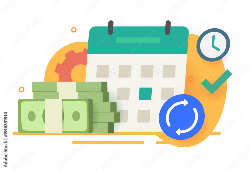 Φωτογραφία Recurring payment subscription in calendar icon vector graphic, money automatic