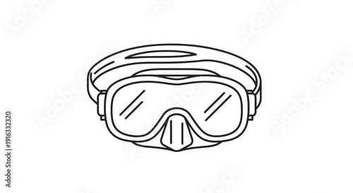 Diving Mask Icon - Simple Line Art Illustration for Underwater Exploration and Snorkeling