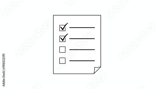Checklist with two completed tasks, to-do list concept, simple line drawing