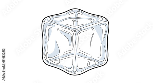 Clear Ice Cube Isolated on White Background - Refreshing Cold Water Element