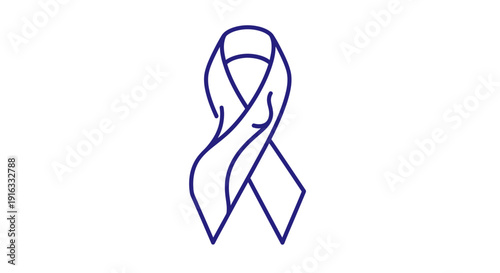 Blue awareness ribbon icon, symbol of support, hope, and solidarity for causes