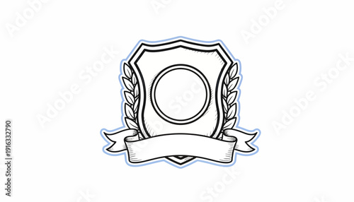 Blank Shield Emblem with Laurel Wreath and Ribbon Banner - Heraldic Crest Design