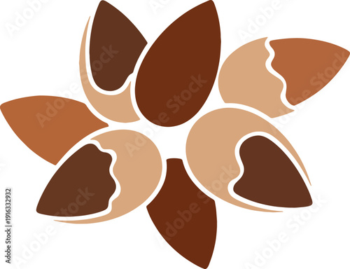 Walnut and Almond Vector Icon Set, Organic Healthy Snack