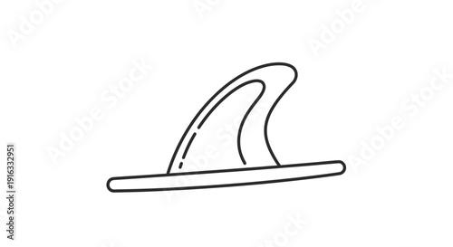 Surfboard Fin Icon, Simple Line Art Drawing of a Single Fin for Surfing