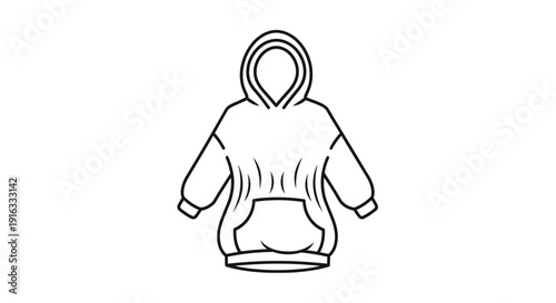 Simple Line Drawing of a Hoodie with Pocket and Hood