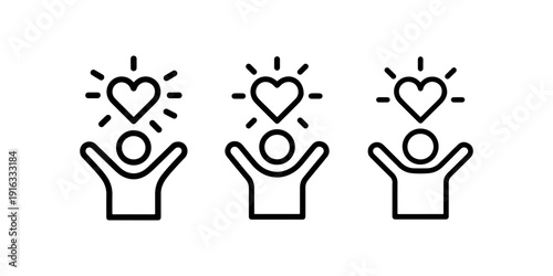 People with heart icons, representing love, happiness, and care. concept of emotional well-being and positive feelings