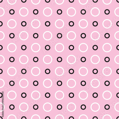 Tile vector pattern with black and white dots on pastel pink background
