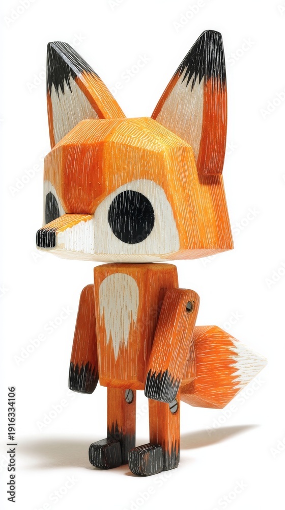 Fototapeta premium a hand chiseled wooden fox figure