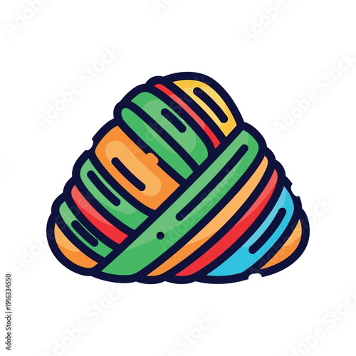 Vibrant yarn ball with knitting needles in colorful illustration