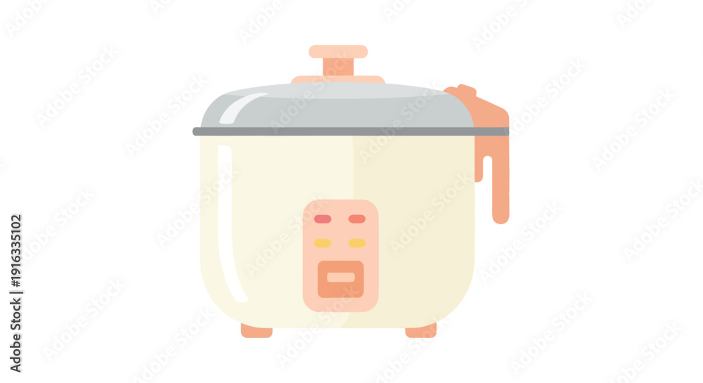 Fototapeta premium Flat vector icon of a generic rice cooker, isolated object, clean modern flat design, simple geometric shapes, limited pastel color scheme, no brand elements