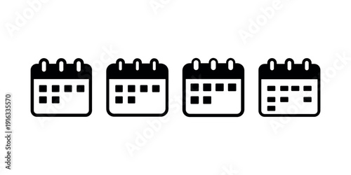 Calendar icons set, schedule planner symbol, date reminder sign, event organizer illustration, timeline concept vector