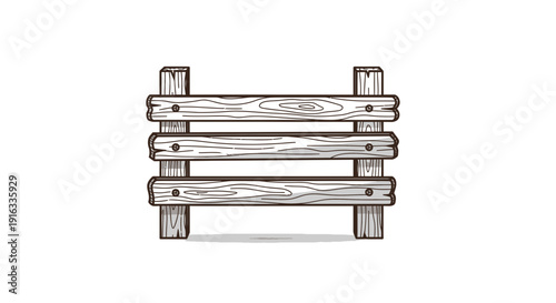 Rustic Wooden Fence Section, Farm Gate, Countryside Barrier, Natural Wood Texture