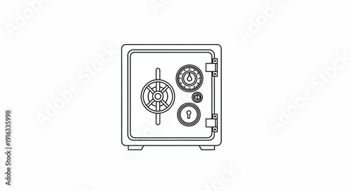 Secure Safe Deposit Box with Combination Lock and Keyhole - Financial Security Icon