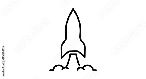Rocket Launch Icon, Space Exploration, Startup Business Concept, Vector Illustration