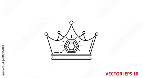 Royal Crown Icon with Gemstone, Elegant Symbol of Royalty, Luxury, and Power