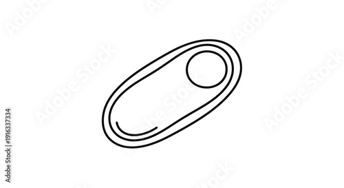 Minimalist Oval Button Icon, Simple Vector Graphic Element, Isolated on White Background