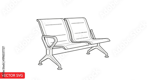 Modern Waiting Room Bench - Two Seat Public Seating