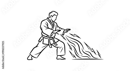Martial Arts Master Unleashes Elemental Power: Fire and Lightning Strike