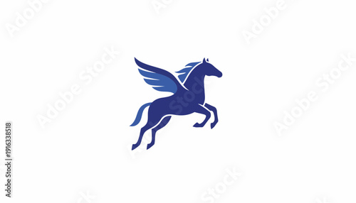 Majestic Blue Pegasus Flying, Mythical Winged Horse, Fantasy Creature, Symbol of Freedom