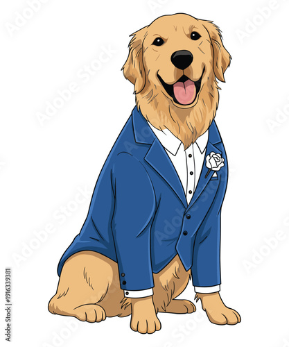 Golden Retriever Suit Vector Illustration