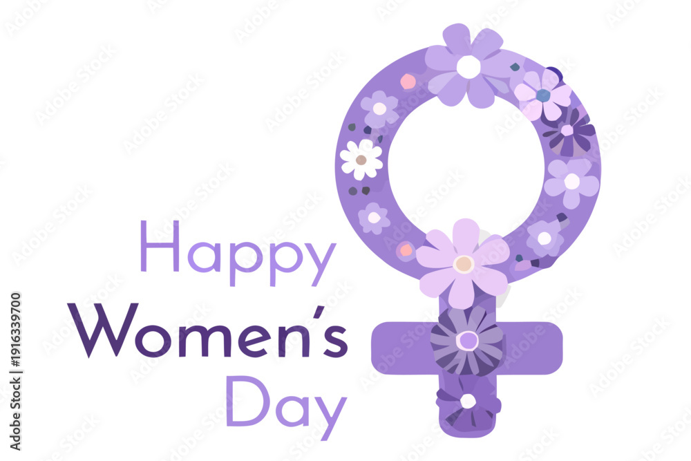 Fototapeta premium Celebrate International Women's Day with floral design and symbol of the female gender, elegant graphic for greeting cards