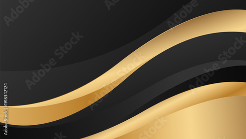Elegant black and gold luxury wave background. Abstract modern wallpaper. Suitable for Invitations, awards, templates, banners, covers, presentations, websites, and pages