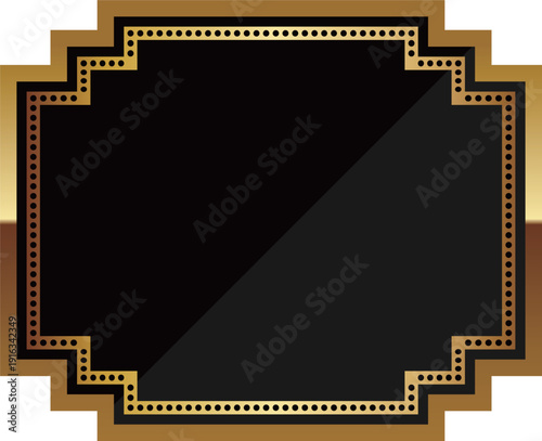 高級感のあるアールデコ風フレーム　ブラック＆ゴールド