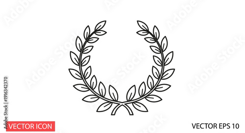 Laurel Wreath Icon Vector Illustration - Symbol of Victory and Achievement