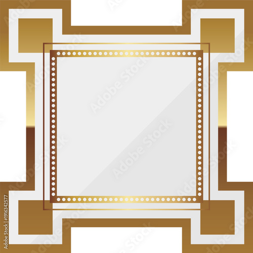 高級感のあるアールデコ風フレーム　ホワイト＆ゴールド