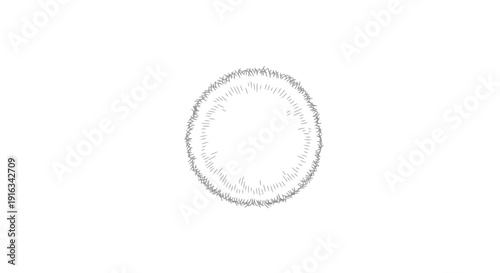 Fluffy Textured Circle Shape, Abstract Organic Form, Hand-Drawn Sketch Style