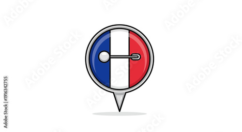 France Flag Location Pin Icon - French Travel and Tourism Symbol