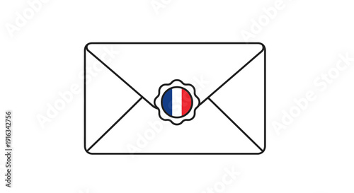 French Envelope with Wax Seal Stamp, Communication and Diplomacy Concept