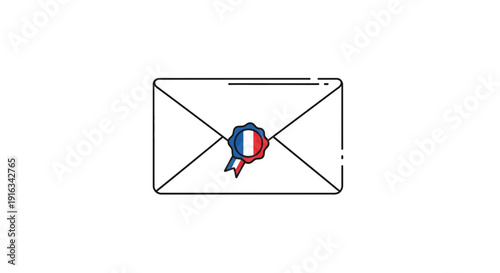 French Flag Seal on Envelope: National Mail and Communication Symbol