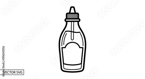 Condiment Squeeze Bottle Icon - Vector Illustration of Sauce or Dressing Container