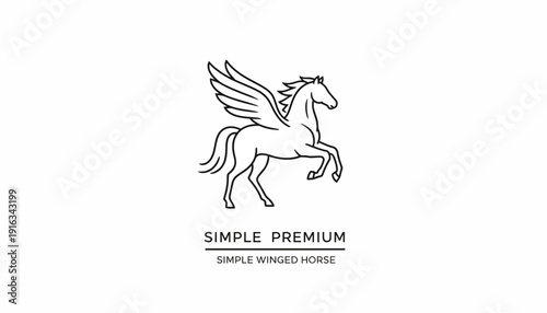 Elegant Pegasus Line Art Logo: Majestic Winged Horse Silhouette
