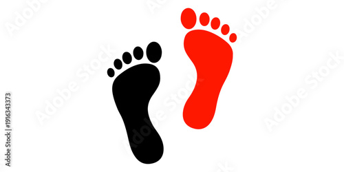 Black silhouette vector illustration of a human barefoot footprint and hand print trace with finger and toe patterns isolated on a white background