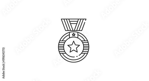 Award medal icon with star and ribbon, symbol of achievement, victory, and excellence