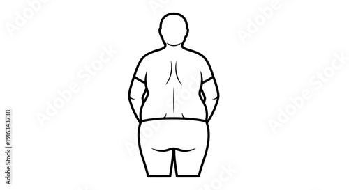 Back view of an overweight person, obesity, health issues, body shape, silhouette
