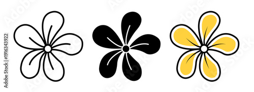 Araliya flower icons pack. vector illustrations designs