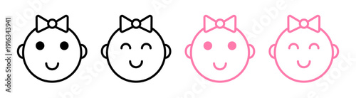 Baby girl face icons pack. vector illustrations designs