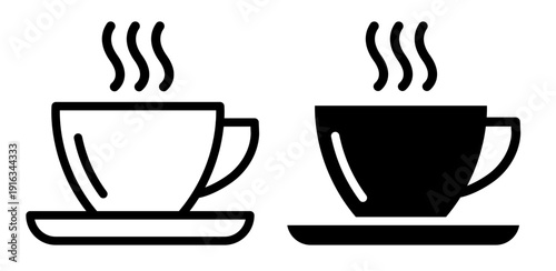 Cup of coffee icons pack. vector illustrations designs