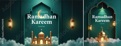 elegant islamic ramadan celebration background, Ramadhan kareem background for banner & social media template